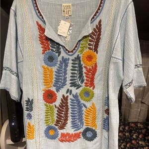 Sister Mary Embroidered Boutique Boho Blouse